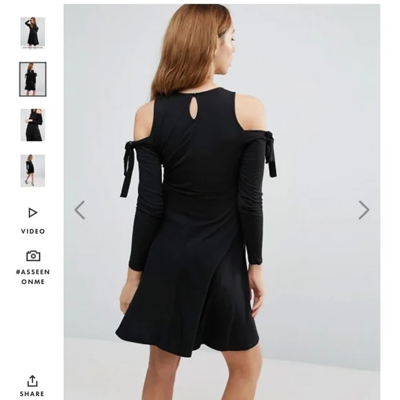 Maternity black cold shoulder dress - Picture 3 of 6